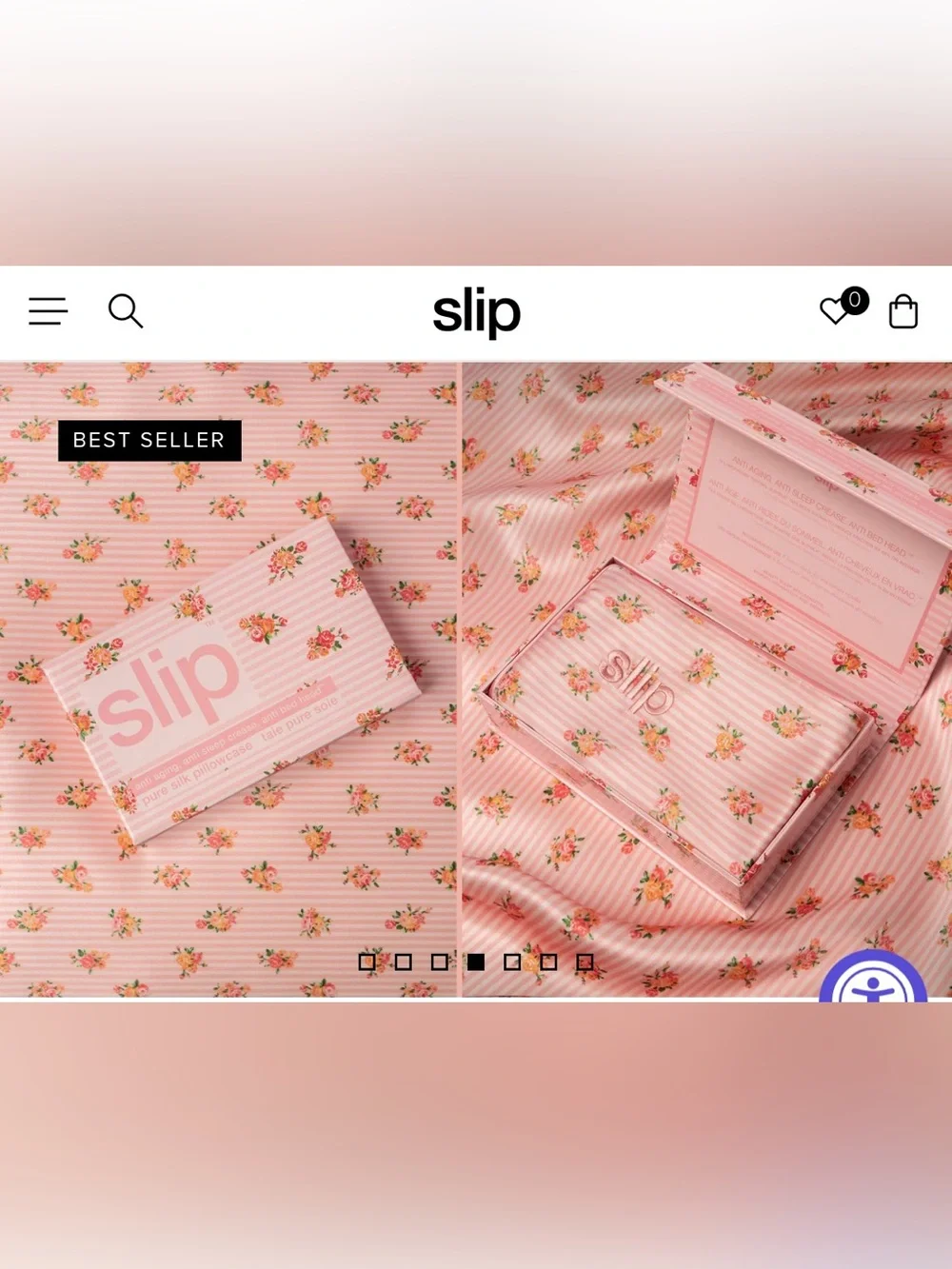 slip Pink Floral Silk Pillowcase Box 🆕